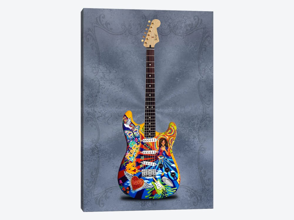 Music Art Janis Joplin Art Electric Guitar by Juleez 1-piece Canvas Art Print