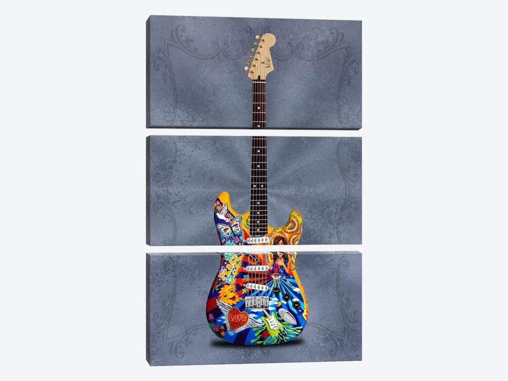 Music Art Janis Joplin Art Electric Guitar by Juleez 3-piece Canvas Art Print