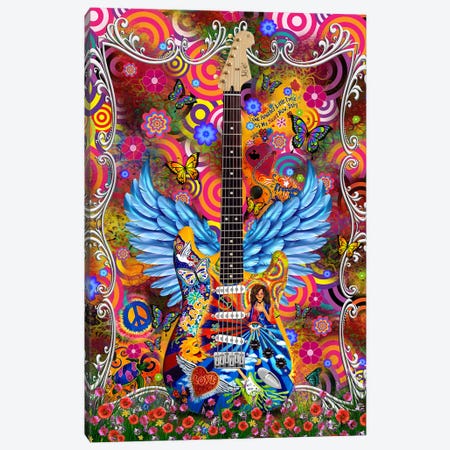 Janis Joplin Freedom Heart Guitar Art Canvas Print #JLZ74} by Juleez Canvas Artwork
