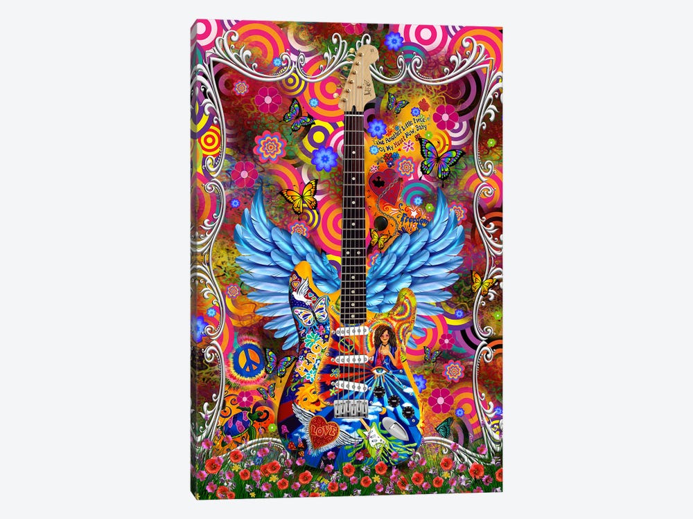 Janis Joplin Freedom Heart Guitar Art by Juleez 1-piece Canvas Art