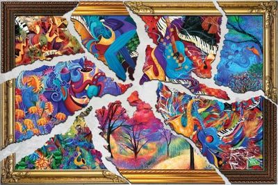 Fractured Story Painting by Juleez multi panel art
