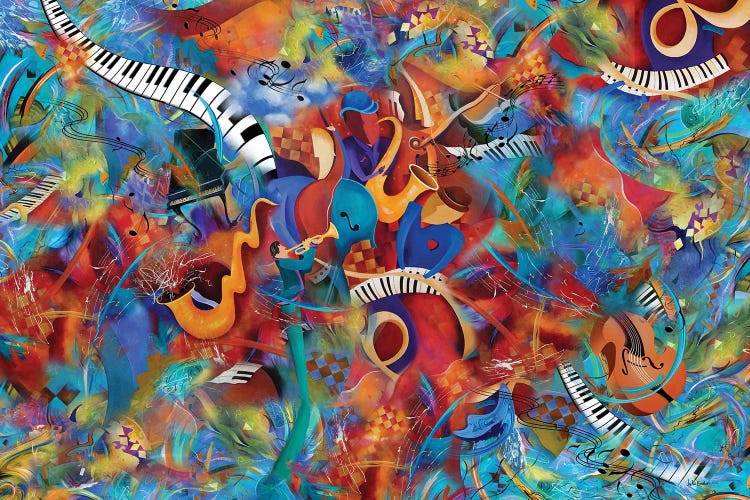 Music Trio With Horn by Juleez wall art