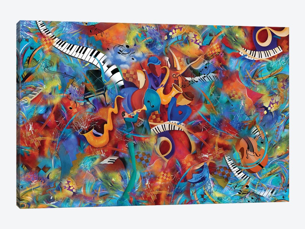 Music Trio With Horn 1-piece Canvas Print