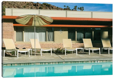 Poolside At A Motel, Palm Springs, California, USA Canvas Art Print - Palm Springs Art