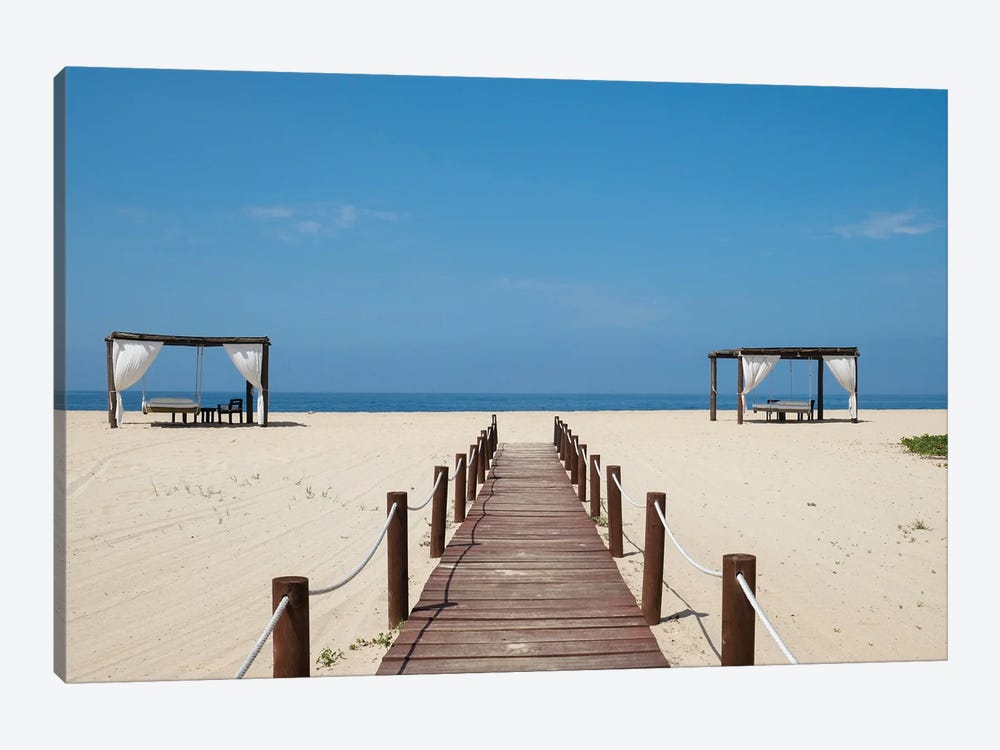 Todos Santos, Mexico. Boardwalk And Palapas, A Traditional Mexican Shelter. by Julien McRoberts 1-piece Canvas Art