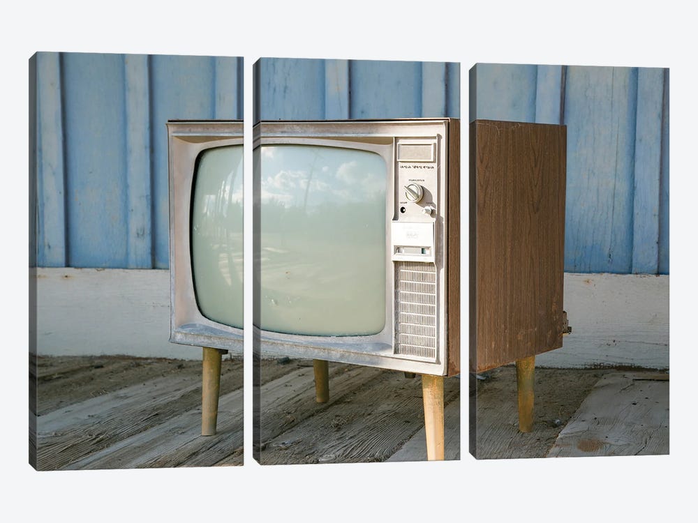 Keeler, California, USA. Old TV On Porch by Julien McRoberts 3-piece Canvas Print