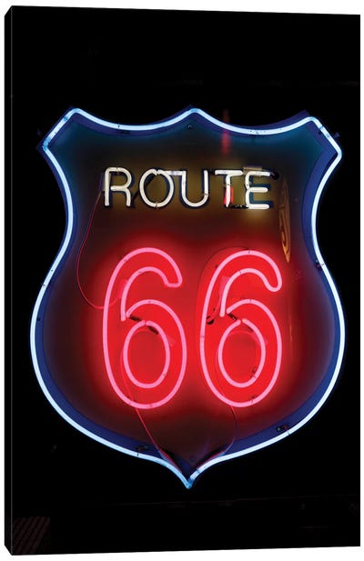 Neon U.S. Route 66 Sign, Albuquerque, New Mexico, USA Canvas Art Print - Albuquerque Art