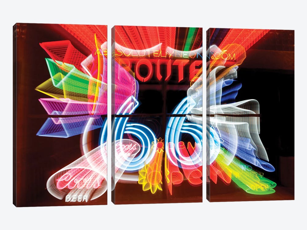 Neon Sign Window Display, Albuquerque, New Mexico, USA by Julien McRoberts 3-piece Canvas Wall Art