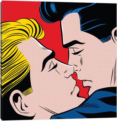 Kiss Canvas Art Print - Similar to Roy Lichtenstein