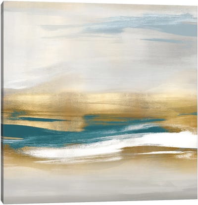 Gold Rush Teal II Canvas Art Print - Calm & Sophisticated Living Room Art