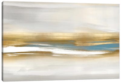 Highlight Gold And Teal I Canvas Art Print - Teal Abstract Art