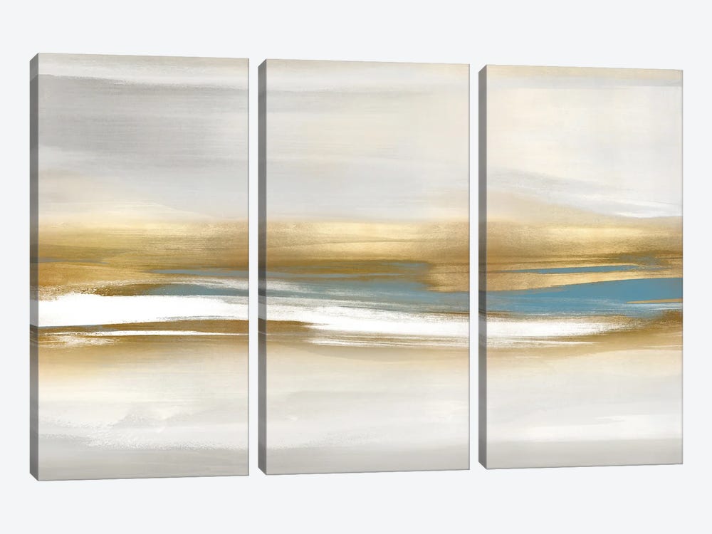 Highlight Gold And Teal I by Jake Messina 3-piece Canvas Wall Art