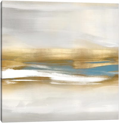Highlight Gold And Teal II Canvas Art Print - Teal Abstract Art