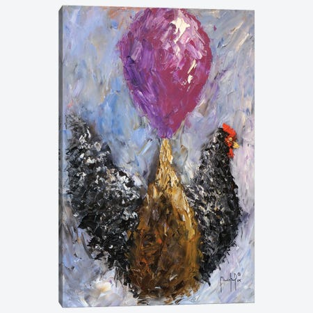 Rooster With Balloon Canvas Print #JMF33} by Joseph Marshal Foster Canvas Artwork