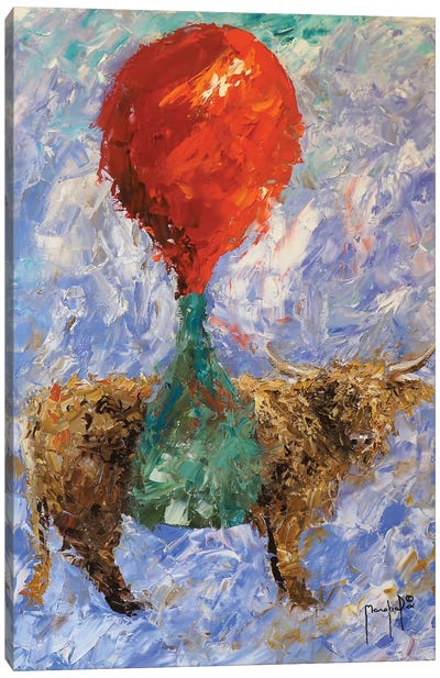 Steer With Balloon Canvas Art Print - Joseph Marshal Foster