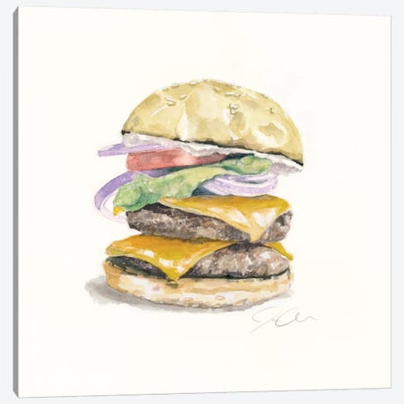 Cheeseburger Canvas Print #JMG7} by Jackie Graham Canvas Artwork