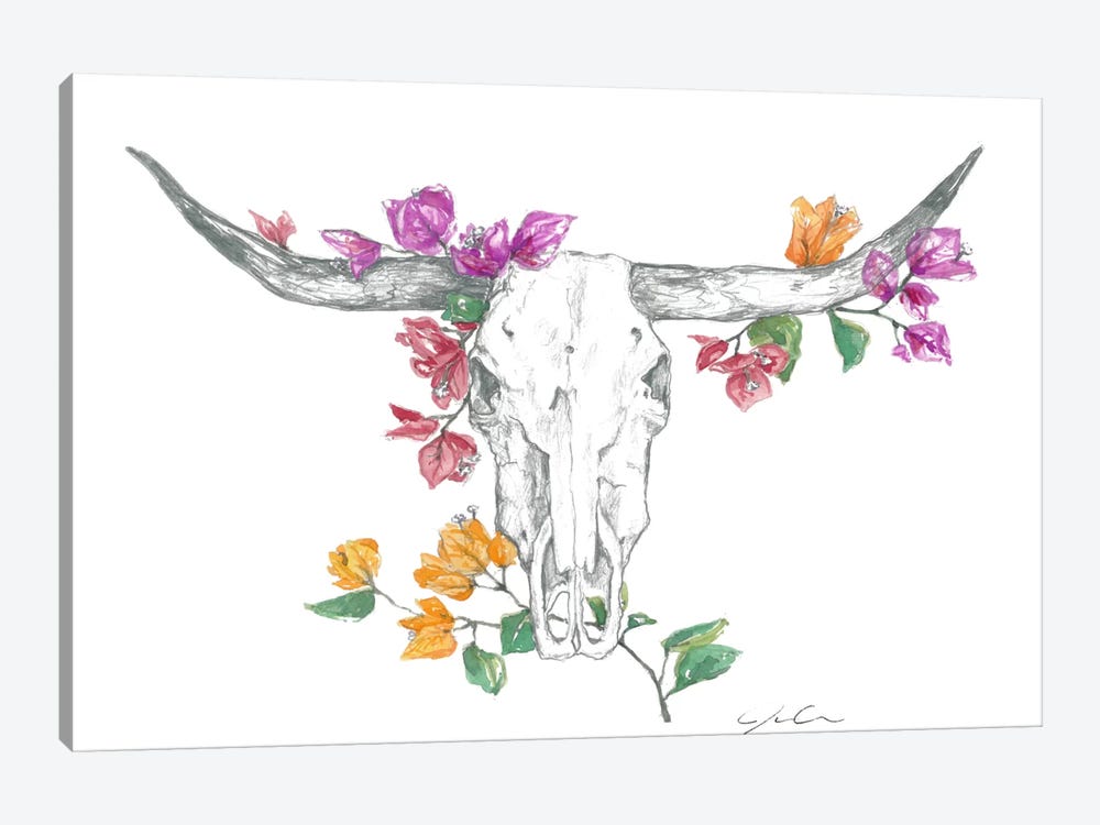 Cow Skull II by Jackie Graham 1-piece Canvas Art Print