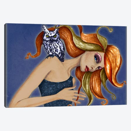 Girl With Owl Canvas Print #JMI22} by Jami Goddess Canvas Wall Art