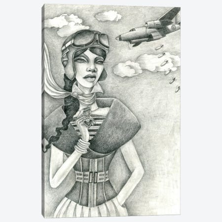 The Aviator (Drawing) Canvas Print #JMI61} by Jami Goddess Canvas Wall Art