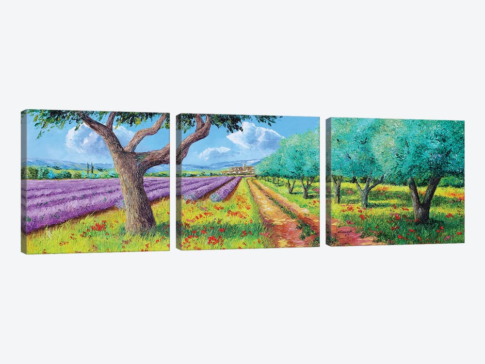 Olive Trees And Lave by Jean-Marc Janiaczyk 3-piece Canvas Art Print