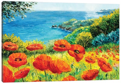 Poppies Over The Sea Canvas Art Print - Jean-Marc Janiaczyk