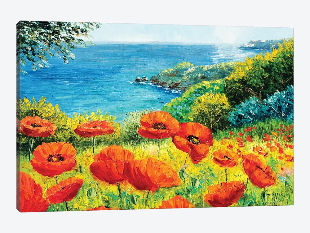 Poppies Over The Sea by Jean-Marc Janiaczyk 1-piece Canvas Print