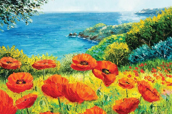 Beachy Living Room: Poppies Over The Sea by Jean-Marc Janiaczyk