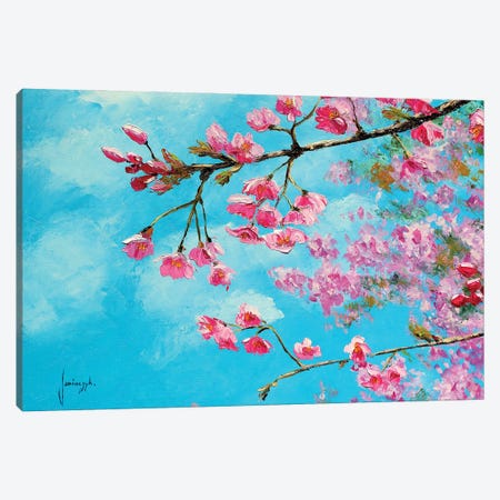 Cherry Blossom Blue Canvas Print #JMJ1} by Jean-Marc Janiaczyk Canvas Wall Art