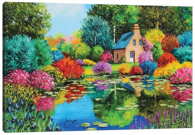 Flowered Pond Canvas Art Print - Pond Art