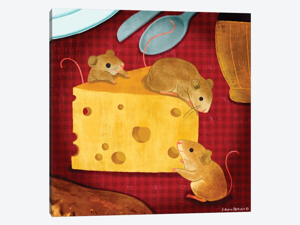 Little Mouses And Cheese by Juliana Motzko 1-piece Art Print