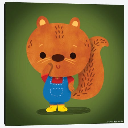 Little Mr Squirrel Canvas Print #JMK103} by Juliana Motzko Canvas Art