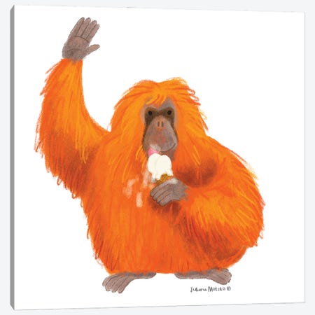 Orangutan Eating An Ice Cream Canvas Print #JMK108} by Juliana Motzko Canvas Artwork
