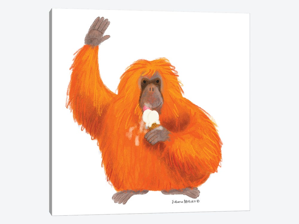 Orangutan Eating An Ice Cream by Juliana Motzko 1-piece Art Print