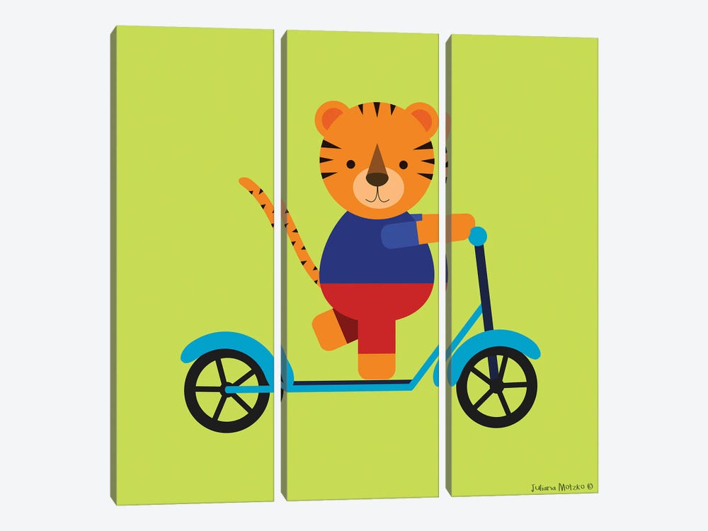 Little Tiger On A Scooter by Juliana Motzko 3-piece Canvas Art