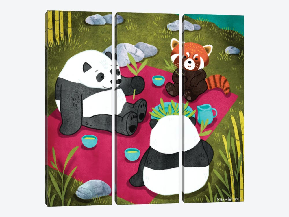 Pandas Picnic by Juliana Motzko 3-piece Canvas Art Print