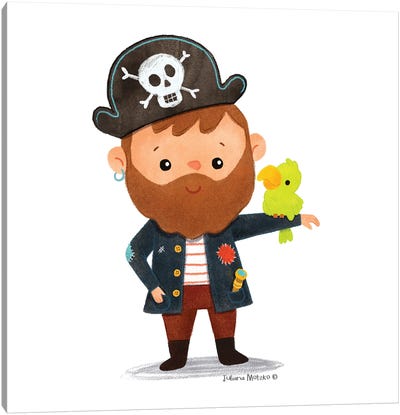 Pirate With Parrot Canvas Art Print - Pirates
