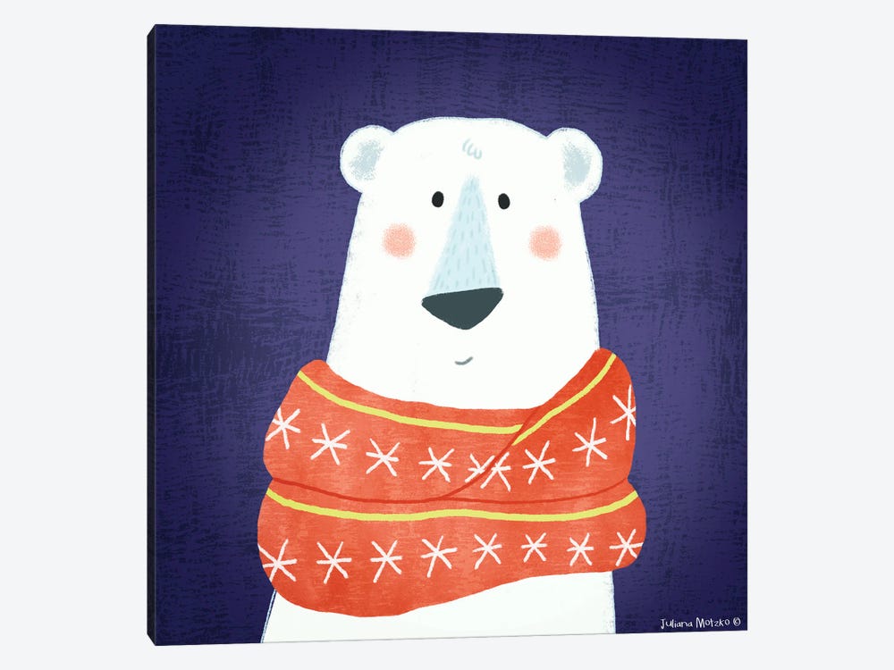Polar Bear With Scarf by Juliana Motzko 1-piece Canvas Print