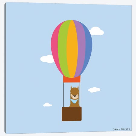 Llama In An Air Balloon Canvas Print #JMK11} by Juliana Motzko Art Print