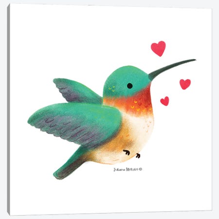 Ruby Throated Hummingbird In Love Canvas Print #JMK123} by Juliana Motzko Canvas Artwork