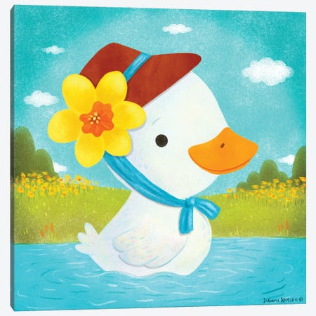 Spring Miss Duck Canvas Print #JMK135} by Juliana Motzko Canvas Artwork