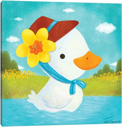 Spring Miss Duck Canvas Art Print - Juliana Motzko