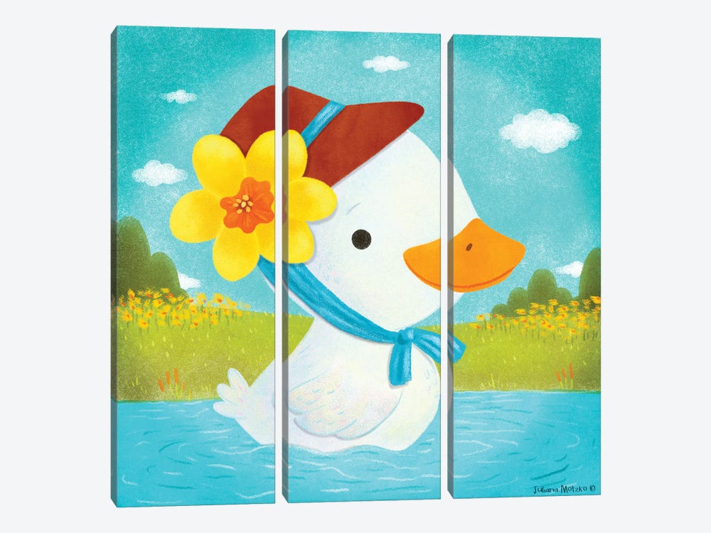 Spring Miss Duck by Juliana Motzko 3-piece Canvas Print