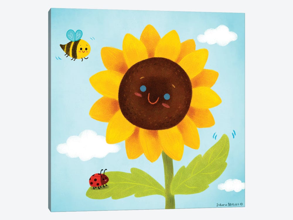 Spring Sunflower With Bee And Ladybug by Juliana Motzko 1-piece Canvas Artwork