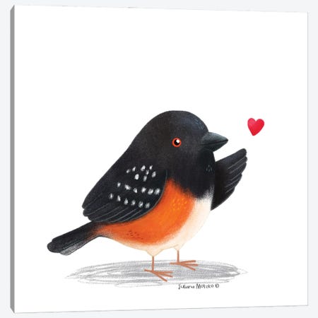 Towhee Bird And Heart Canvas Print #JMK144} by Juliana Motzko Art Print