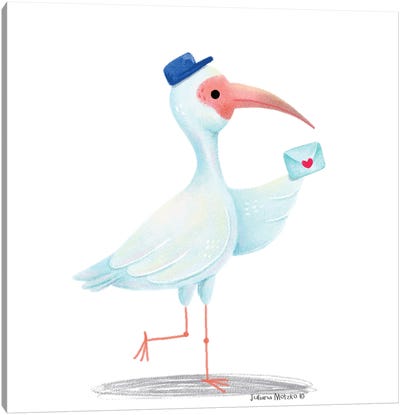White Ibis With A Love Letter Canvas Art Print