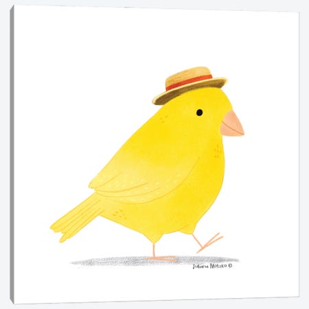 Yellow Canary Bird With Hat Canvas Print #JMK158} by Juliana Motzko Canvas Art Print
