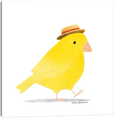 Yellow Canary Bird With Hat Canvas Art Print