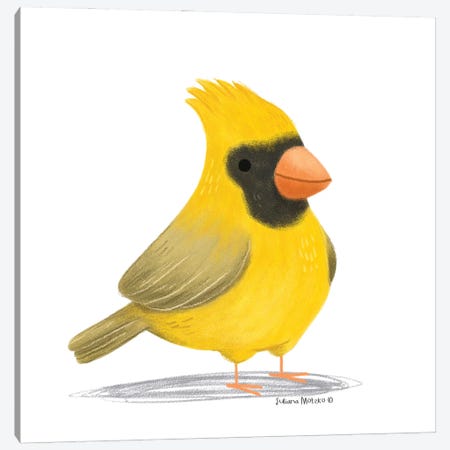 Yellow Cardinal Bird Canvas Print #JMK159} by Juliana Motzko Canvas Art Print