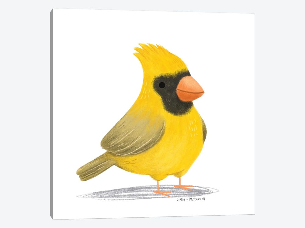 Yellow Cardinal Bird by Juliana Motzko 1-piece Art Print