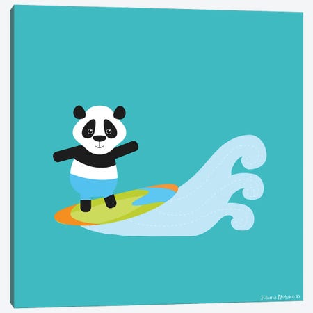 Surf Panda Bear Canvas Print #JMK15} by Juliana Motzko Canvas Art